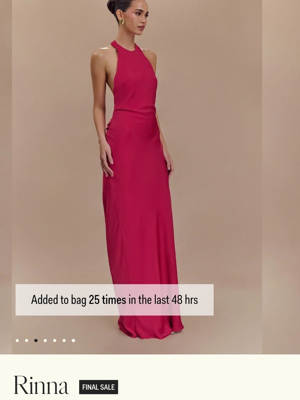Meshki Fuchsia Backless Halter Gown
